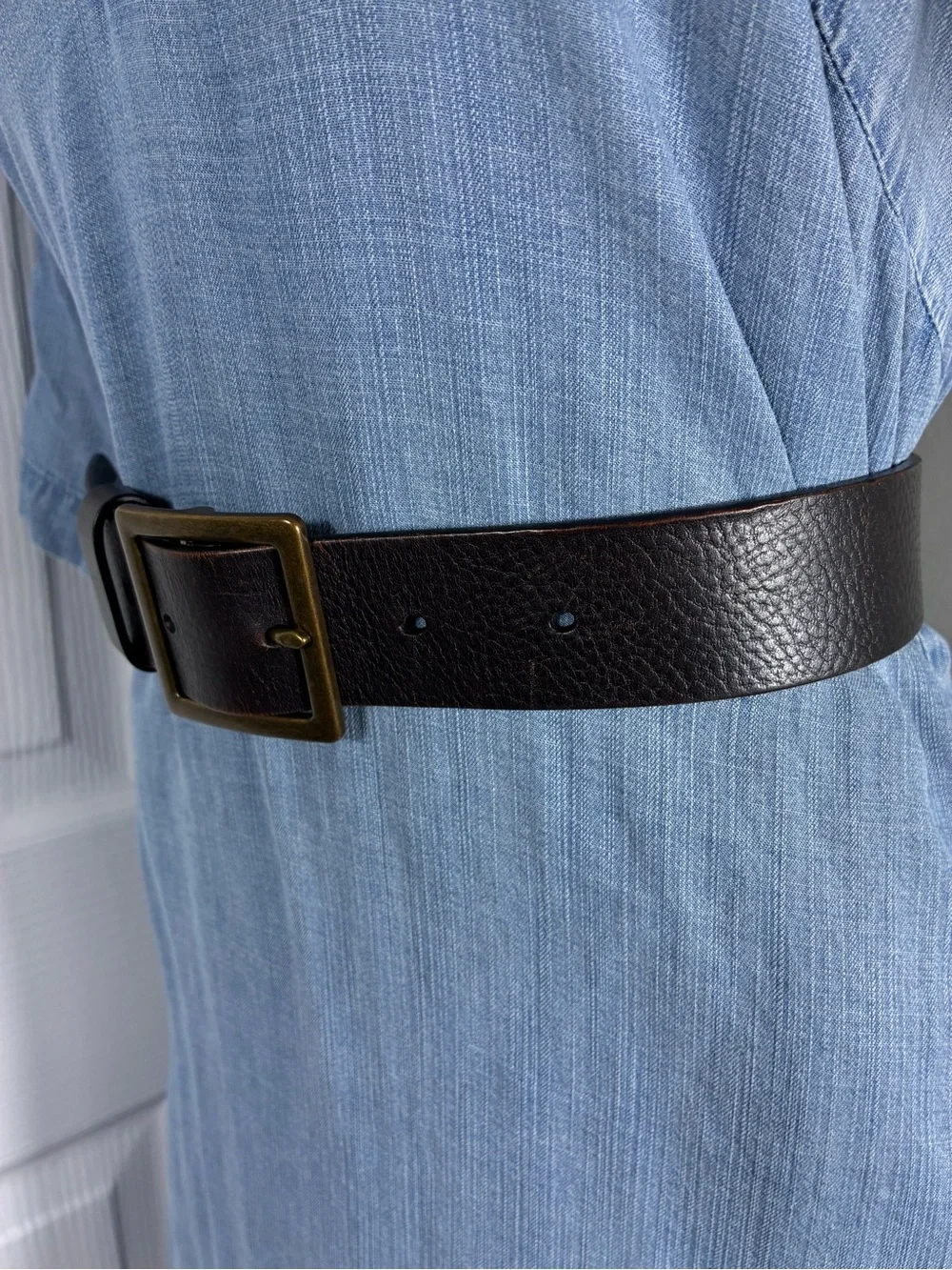 Volpi Concerie Mens Belt Genuine Leather from Italy Chocolate Brown Brass Buckle
